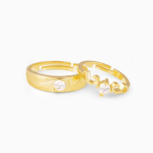 Último diseño de forma redonda anillo de pareja de diamantes cultivados en laboratorio anillo de compromiso de diamantes de oro amarillo de 18 quilates para hombres y mujeres - Product Image 1