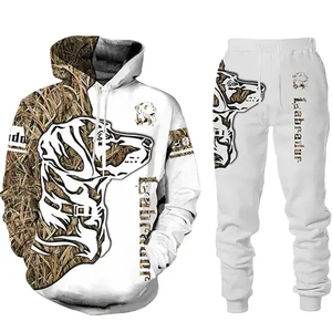 Venta al por mayor en blanco de gran tamaño Sweatsuit algodón holgado Zip up Sudadera con capucha y pantalones de chándal conjuntos de neopreno chándal para los hombres - Product Image 2