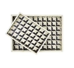 Bandeja de Servicio de Resina Ecológica con Incrustaciones de Madera, Modelo Antiguo, Hecha a Mano, Asas de Primera Calidad, Personalizable, Decoración para el Hogar y Hoteles - Product Image 2