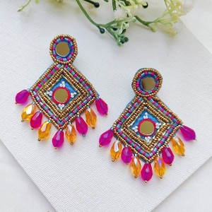 Boucles d'oreilles en forme de cœur arc-en-ciel bohème faites à la main pour femmes, bijoux de fête festifs au meilleur prix, boucles d'oreilles en perles - Product Image 6