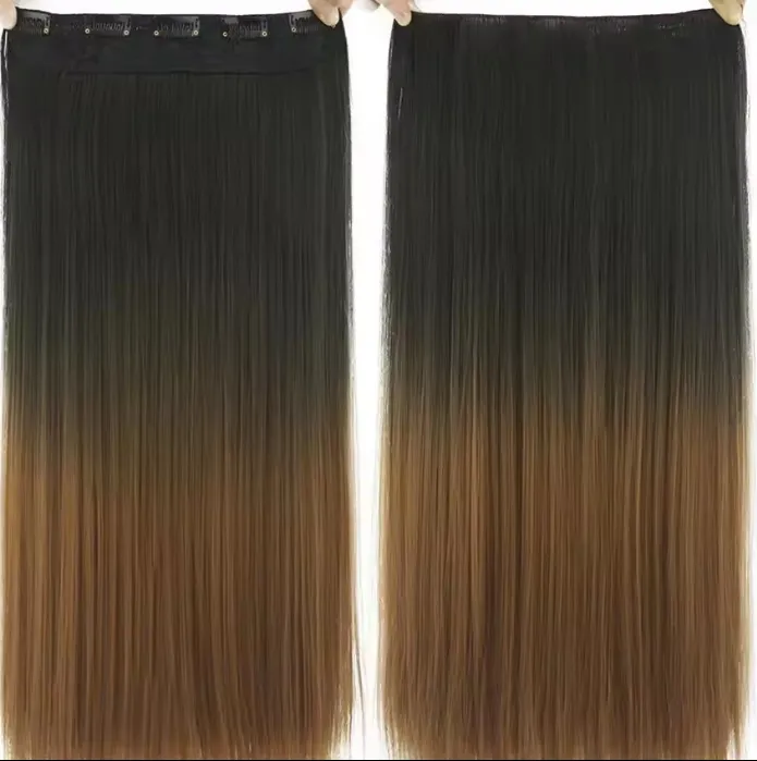 Bundles de cheveux raides synthétiques 60cm Extensions de cheveux en fibre résistante à la chaleur noire pour femmes noires