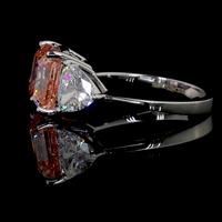 Bague de fiançailles en or 14 carats avec diamant de laboratoire taille Asscher, trois pierres latérales triangulaires, sertissage à griffes, certifiée IGI, bijoux fins