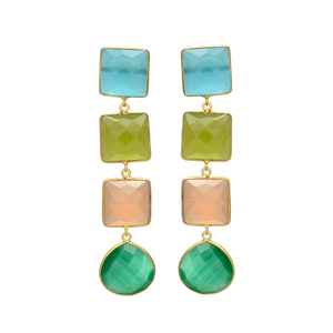 ต่างหูห้อยชุบทองอัญมณีหลากสีสดใสมาใหม่ - Product Image 1