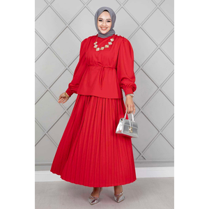 ฮิญาบแบบกระดุมไหล่มี2ชิ้นสีแดง - Product Image 3