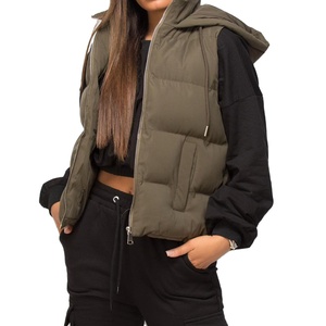 Vestes courtes en coton pour femmes Gilet pour l'hiver Vestes chaudes pour femmes Manteaux à fermeture éclair Vêtements personnalisés vierges solides - Product Image 1