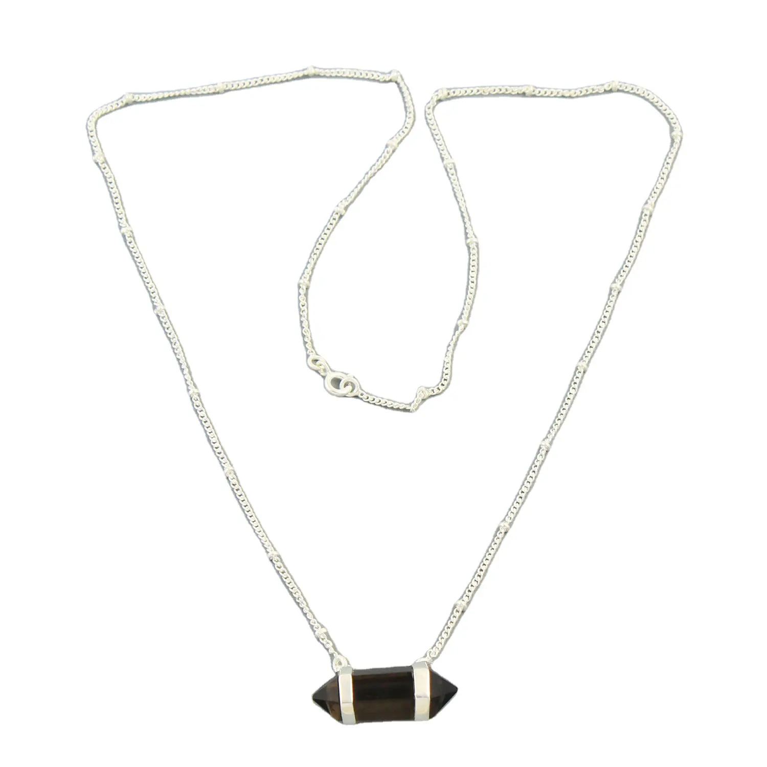 Lápiz de cuarzo ahumado piedra preciosa 925 plata esterlina colgante único collar joyería fabricante