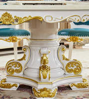 Ensemble de salle à manger classique européen de luxe, réglable, sculpté, en bois de mahogany massif, sculpture artisanale, pour la maison, utilisation en salle à manger