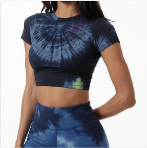 เสื้อยืดแขนสั้นมัดย้อมผ้าโพลีเอสเตอร์แฟชั่นเสื้อครอปลำลองสำหรับผู้หญิงขายดีเสื้อยืดผู้หญิงไซส์ใหญ่พิเศษ - Product Image 1