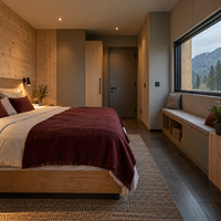 Maison conteneur moderne en bois avec terrasse extérieure, maisonnette modulaire préfabriquée pour complexe hôtelier et chalet de vacances