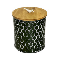 Ensemble de 3 boîtes de rangement pour cuisine en fer, design nid d'abeille classique, écologiques, fabriquées à la main, avec couvercles à clapet verts