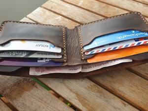 Cartera Bifold de Cuero Genuino Vintage para Hombre, Elegante, Delgada, Portátil, con Cierre Abierto, Tarjetero para Identificación y Tarjetas de Crédito LBW-0059 - Product Image 2