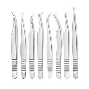 Pinzas de extensión de pestañas de acero 100% Juegos de pinzas de pestañas curvas de etiqueta privada personalizadas - Product Image 5