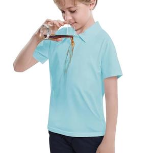 Polo personnalisé pour garçons, couleur blanche, uni, personnalisé, en coton, respirant, demi-manches, pour l'école d'été. - Product Image 3