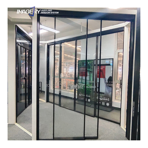 Conception personnalisée <span class=keywords><strong>double</strong></span> <span class=keywords><strong>porte</strong></span> <span class=keywords><strong>coulissante</strong></span> <span class=keywords><strong>en</strong></span> aluminium à profil mince <span class=keywords><strong>en</strong></span> <span class=keywords><strong>verre</strong></span> à 2 panneaux à faible émissivité <span class=keywords><strong>pour</strong></span> le salon - Product Image 4