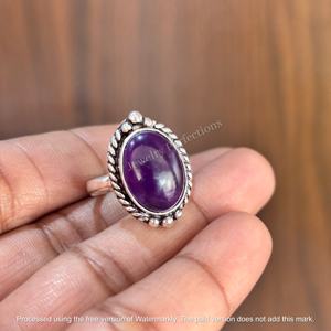 Anillos Unisex de Moda Bohemia, Plata de Ley 18K y Latón, con Piedra Preciosa de Labradorita Morada, Hechos a Mano, Accesorio para Bodas, Aniversarios y Fiestas - Product Image 2