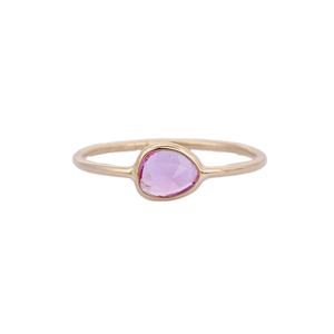 Anillo de oro amarillo sólido de 18K y zafiro rosa, joyería fina, solitario - Product Image 1