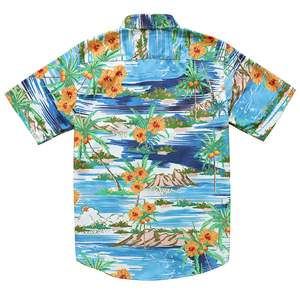 เสื้อฮาวายชาย แขนสั้น ลายตัวอักษร ผ้าฝ้ายลินิน 100% เป็นมิตรกับสิ่งแวดล้อม เสื้อป๊อปลินสำหรับวันหยุด ปกคอเสื้อพับได้ สำหรับฤดูร้อน - Product Image 2
