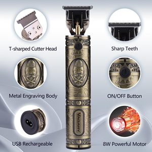 Cortadora de Pelo Eléctrica para Hombre, Inalámbrica, Recargable, Cuchilla en T, Recortadora de Barba, Resistente al Agua IPX7, con Guía para Corte de Pelo - Product Image 6