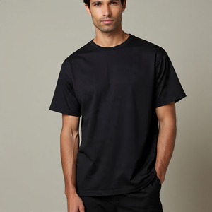 T-shirts d'été à épaules tombantes pour hommes, 100% coton, streetwear, col rond, t-shirts de jogging pour hommes - Product Image 2