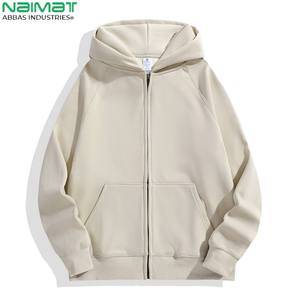 Sweat à capuche en molleton respirant de haute qualité pour homme, 320 g, séchage rapide, 100 % coton, molleton français, fermeture éclair, poids lourd, uni, teint, hiver - Product Image 1