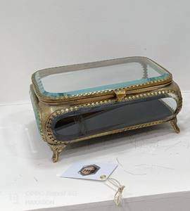 Boîte à bijoux en verre et laiton de luxe, boîte de rangement pour bijoux, cadre en laiton, métal, tailles personnalisées - Product Image 1