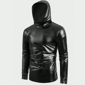 Sudadera con Capucha de Cuero Genuino para Hombre de Alta Calidad para Invierno y Otoño, Diseño Sólido, Cuello con Capucha, Transpirable, Resistente al Viento, Personalizable - Product Image 5