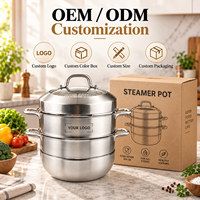 Casserole vapeur en acier inoxydable 304 à 3 étages, grande capacité, pour cuisiner des soupes à la vapeur, compatible gaz et induction