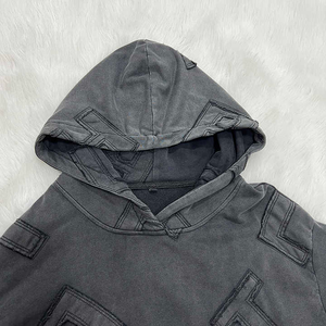 Top Tendance Unisexe Acide Lavage Sequin À Capuche Personnalisé Street Wear Baggy pour Hommes 100% Coton Éponge Tissu Hiver Saison Plaine Teint - Product Image 4