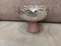 Tazón de Servir Clásico de Lujo, Duradero y Ecológico, Hecho a Mano con Resina y Metal Plateado, para Cocina, Hogar, Hotel, Restaurante, Frutas y Dátiles