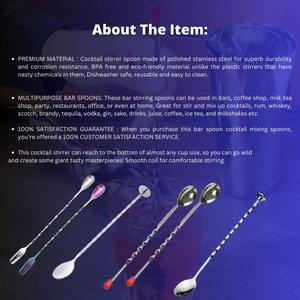 ช้อนคนค็อกเทลทำจากสเตนเลสสตีลมีด้ามยาวแบบบิดมีด้ามยาวสำหรับผสมเครื่องมือทำจากบาร์ - Product Image 2