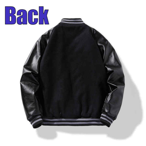 Chaqueta Varsity Hombre Color Negro con Mangas de Cuero de Primera Calidad y Impresión Personalizada de Calidad - Product Image 4
