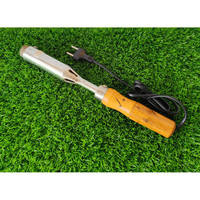 Écorneur électrique réutilisable à tête en cuivre, manche en bois, instrument vétérinaire pour le bétail, écorneur de bovins, certifié ISO-13485
