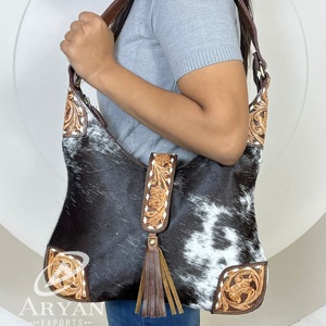 Nuevo Bolso Hobo de Cuero Genuino Hecho a Mano de Marca de Lujo para Mujer, Estilo Occidental de Cuero Vacuno, Bolsos de Hombro Único para Vaqueras - Product Image 1