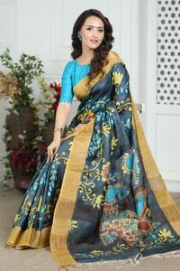 HERMOSO TUSSAR SEDA JARI BORDER SAREES CON BLUSA - Product Image 4