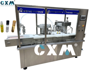 Línea de producción de llenado de botellas de perfume de vidrio con rodillo, con brazo mecánico para insertar tapones y tapas - Product Image 2