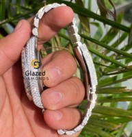 Vollständig mit Diamanten besetzte Hip-Hop-Uhr im Royal-Look aus Edelstahl mit analogem mechanischem Uhrwerk für Herren mit brillant geschliffenem Moissanit.