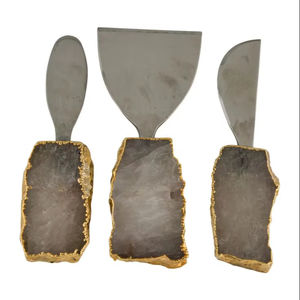 2025 Parties Agate & Stainless Steel Cheese Set for Cheese <b>Cutter</b> & Cheese Server Perfect for Wedding Birthday Parties Events - Product Image 1