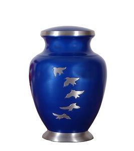 Engraved Aluminium Cremation Urn for Human <b>Ashes</b> Adult Male Female Pets Cat <b>Dog</b> Urn Large Burial Funeral Urns for <b>Ashes</b> (Blue) - Product Image 1