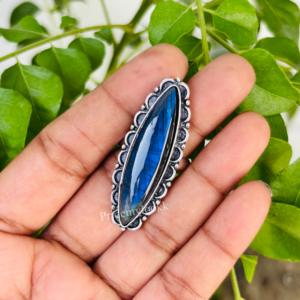 แหวนเงินแท้925อัญมณีลาบราดอไรต์สำหรับผู้หญิงเครื่องประดับสำหรับงานแต่งงานงานปาร์ตี้ขายส่ง - Product Image 2