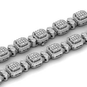 Hip Hop Iced out 925 <b>Sterling</b> <b>Silver</b> <b>Bracelet</b> for <b>Women</b> Gold Plated Baguette and round Moissanite Diamond for Gift - Product Image 1