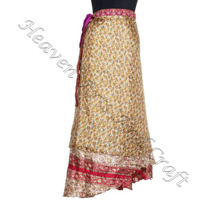Silk Sari Stylish Exclusive Design Sarong Wrap <b>Skirt</b> 2 Layer Reversible Magic Silk Saris Wrap Long <b>Skirt</b> Indian Silk Wrap - Product Image 4