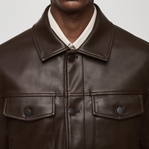 Mode hiver grande taille hommes vestes en cuir couleur unie fermeture éclair Faux cuir décontracté PU veste pour hommes bas prix - Product Image 6