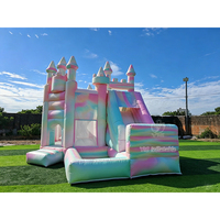 Château gonflable commercial de qualité supérieure avec toboggan et piscine, thème macaron pastel, fabrication directe OEM ODM