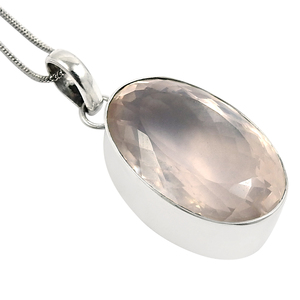 Quartz Rose Naturel Pierre Précieuse Forme Ovale Grande Pierre Pendentif De Luxe À La Mode En Argent Sterling 925 Bijoux Fins Faits À La Main Fournisseurs En Vrac - Product Image 1