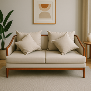 2-Seater Chesterfield Midcentury Modern Ash <b>Wood</b> <b>Sofa</b> Elegant Living Room Furniture Ash <b>Wood</b> <b>Frame</b> Seat Apartment Hotel Villa - Product Image 1