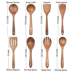 ชุดเครื่องใช้ในครัวทำด้วยมือและช้อนปรุงอาหารทำจากไม้สีน้ำตาลเกรดพรีเมียม - Product Image 5