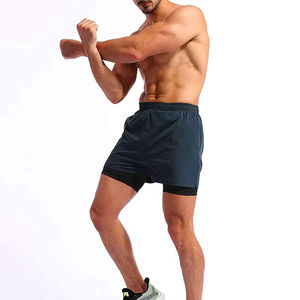 Vêtements de sport pour hommes 2-en-1 Short de sport en maille respirante Séchage rapide et imperméable Short décontracté grande taille avec poches - Product Image 5