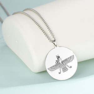 Collier Farvahar iranien persan en argent sterling 925, pendentif zoroastrien Ahura Mazda, bijoux religieux, cadeaux pour femmes et hommes - Product Image 2