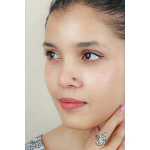 925 Silver Nosepin Tribal Rose Pattern Nazakat Stainless Steel <b>Titanium</b> Body Jewelry Cut Diamond Nose <b>Rings</b> Studs 14K Main Opal - Product Image 4