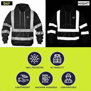 Veste polaire de sécurité bicolore sweat à capuche pour hommes vente populaire polaire lourde vêtements de sécurité sweat à capuche veste en coton - Product Image 2